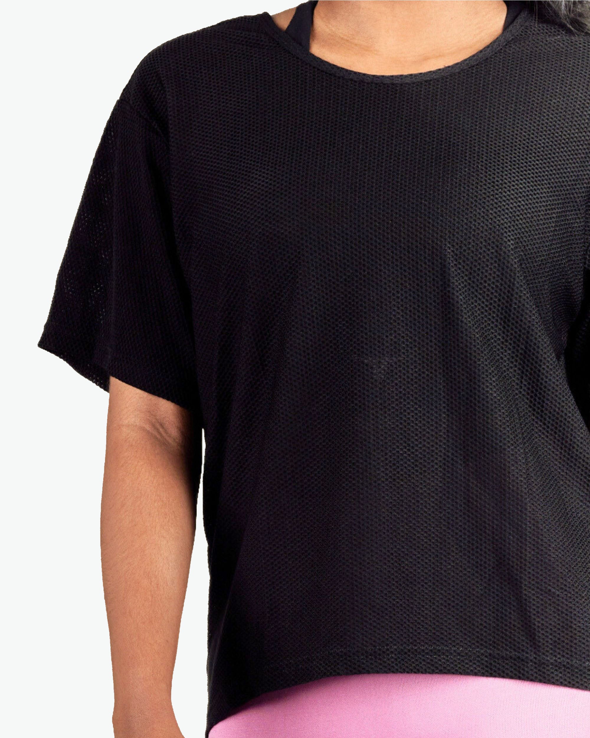 Loose Short Sleeve Mesh Crop Top - THUGFIT
