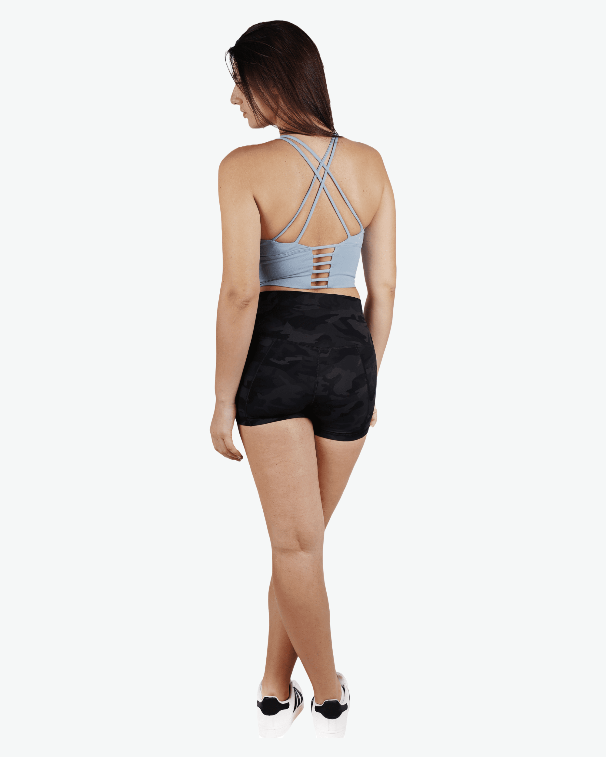 AeroFit High-intensity Long Line Sports Bra & High Waisted Skinny Camo Shorts Combo - THUGFIT
